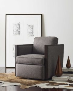 Custom upholstered swivel chair