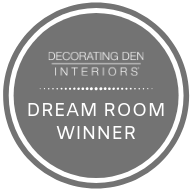 Badge for winning the Decorating Den Interiors Dream Room contest.